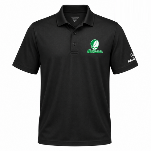 North Dakota Stealie Premium Unisex Polo — Design: North Dakota University of — Black