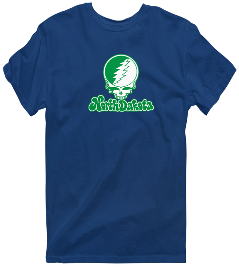 North Dakota Stealie Premium Unisex T-Shirt — Design: North Dakota University of — Navy