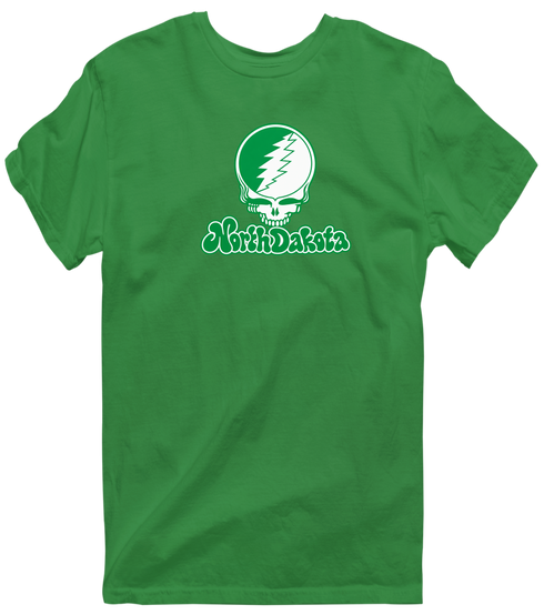 North Dakota Stealie Premium Unisex T-Shirt — Design: North Dakota University of — Irish Green