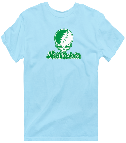 North Dakota Stealie Premium Unisex T-Shirt — Design: North Dakota University of — Light Blue