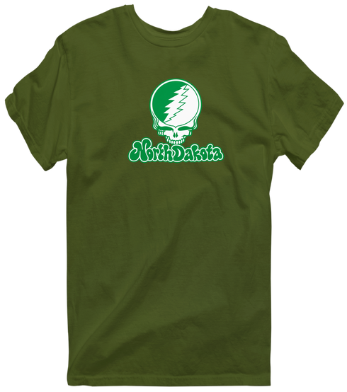 North Dakota Stealie Premium Unisex T-Shirt — Design: North Dakota University of — Military Green