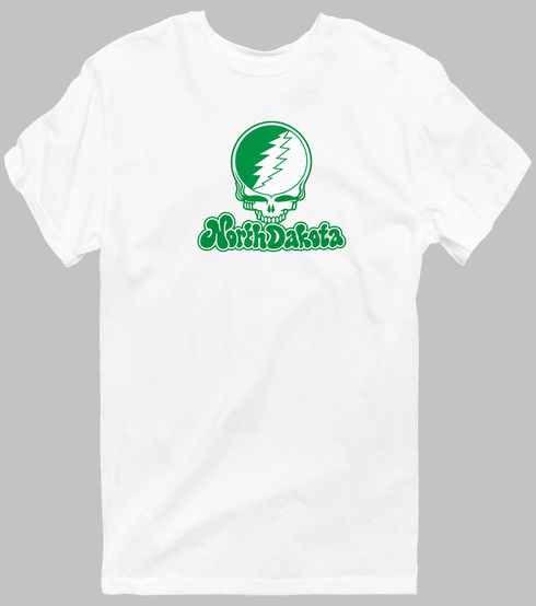 North Dakota Stealie Premium Unisex T-Shirt — Design: North Dakota University of — White