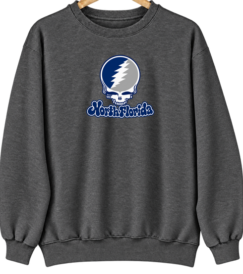 North Florida Stealie Premium Unisex Crewneck — Design: North Florida University of — Dark Heather