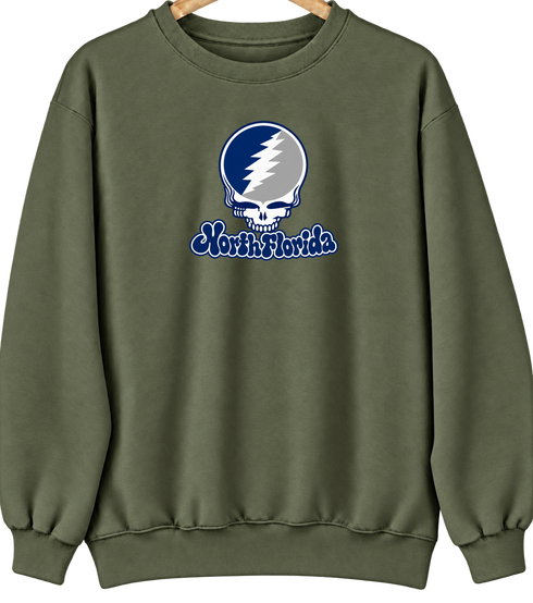 North Florida Stealie Premium Unisex Crewneck — Design: North Florida University of — Military Green