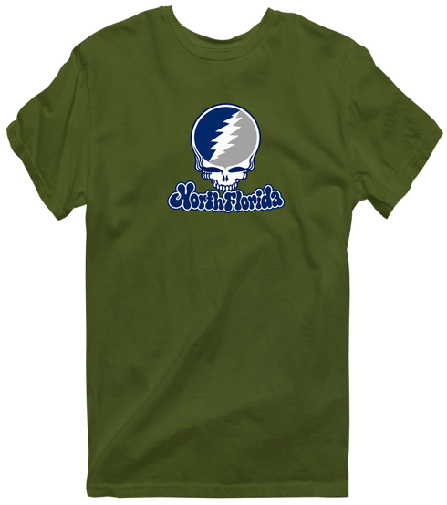 North Florida Stealie Premium Unisex T-Shirt — Design: North Florida University of — Military Green