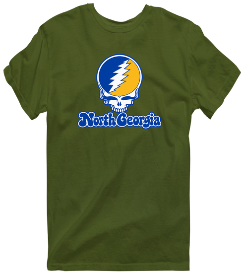 North Georgia Stealie Premium Unisex T-Shirt — Design: North Georgia University of — Military Green