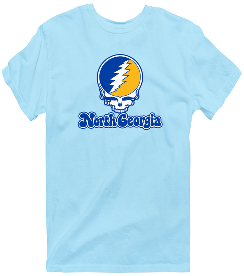 North Georgia Stealie Premium Unisex T-Shirt — Design: North Georgia University of — Light Blue