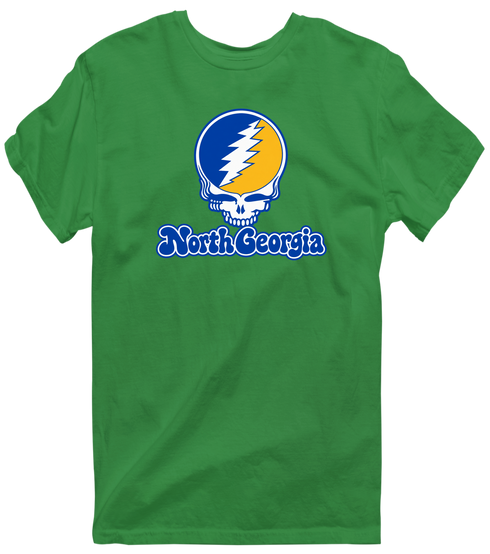 North Georgia Stealie Premium Unisex T-Shirt — Design: North Georgia University of — Irish Green