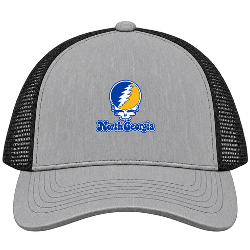 North Georgia Stealie Premium Unisex Trucker Cap — Design: North Georgia University of — Heather Grey/Black