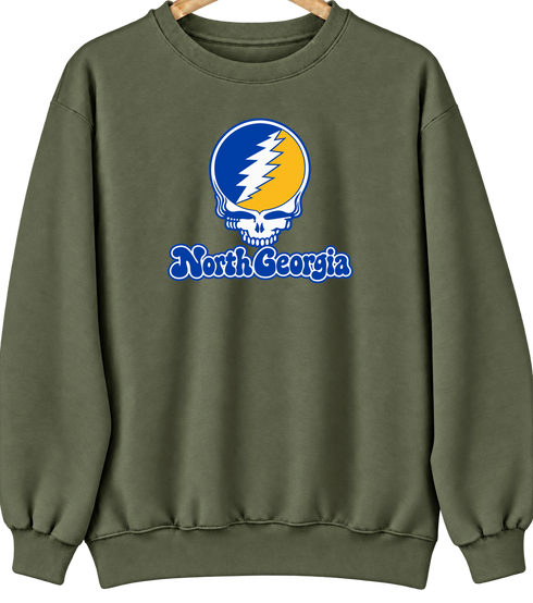 North Georgia Stealie Premium Unisex Crewneck — Design: North Georgia University of — Military Green