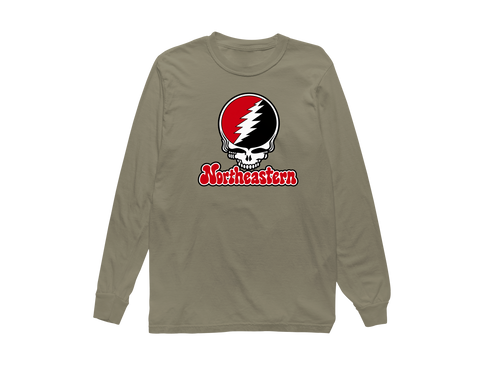Northeastern Stealie Premium Unisex Long-Sleeve — Design: Northeastern University — Sandstone