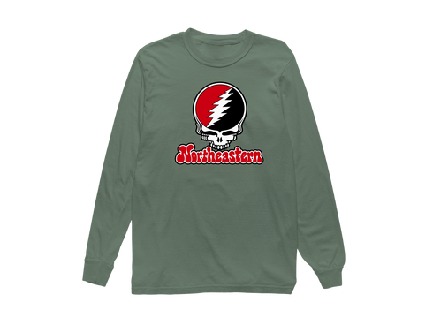 Northeastern Stealie Premium Unisex Long-Sleeve — Design: Northeastern University — Light Green