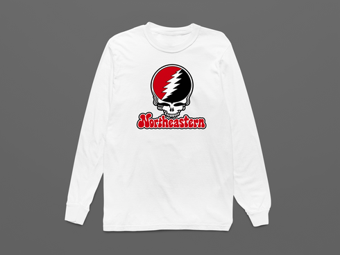 Northeastern Stealie Premium Unisex Long-Sleeve — Design: Northeastern University — White