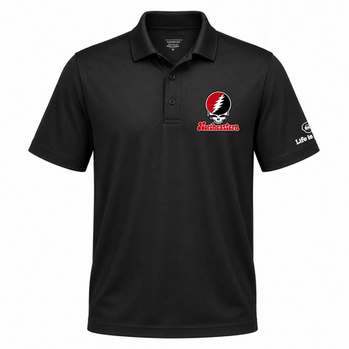 Northeastern Stealie Premium Unisex Polo — Design: Northeastern University — Black