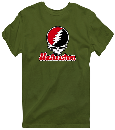 Northeastern Stealie Premium Unisex T-Shirt — Design: Northeastern University — Military Green