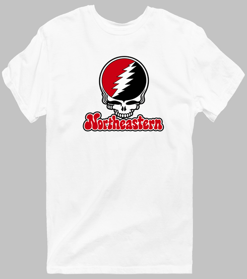 Northeastern Stealie Premium Unisex T-Shirt — Design: Northeastern University — White