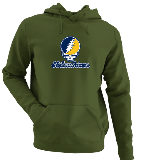 Northern Arizona Stealie Premium Unisex Hoodie — Design: Northern Arizona University — Military Green