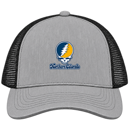 Northern Colorado Stealie Premium Unisex Trucker Cap — Design: Northern Colorado University of — Heather Grey/Black