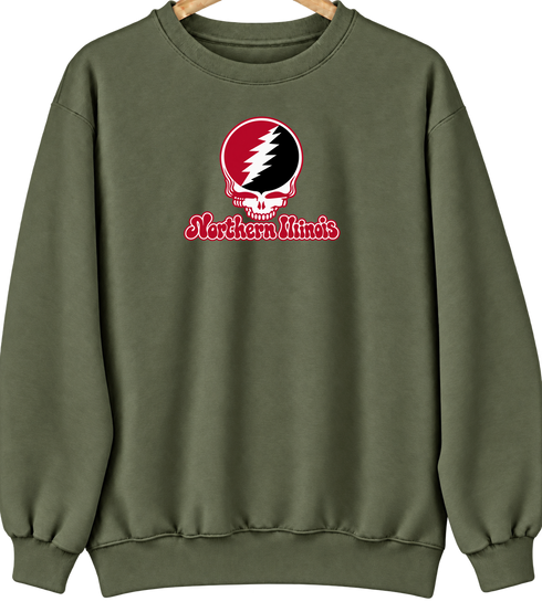 Northern Illinois Stealie Premium Unisex Crewneck — Military Green