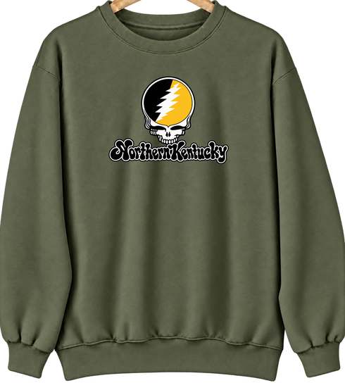 Northern Kentucky Stealie Premium Unisex Crewneck — Design: Northern Kentucky University — Military Green