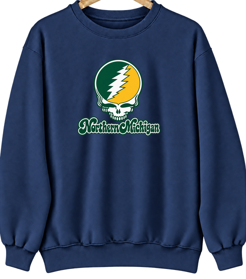 Northern Michigan Stealie Premium Unisex Crewneck — Design: Northern Michigan University — Navy