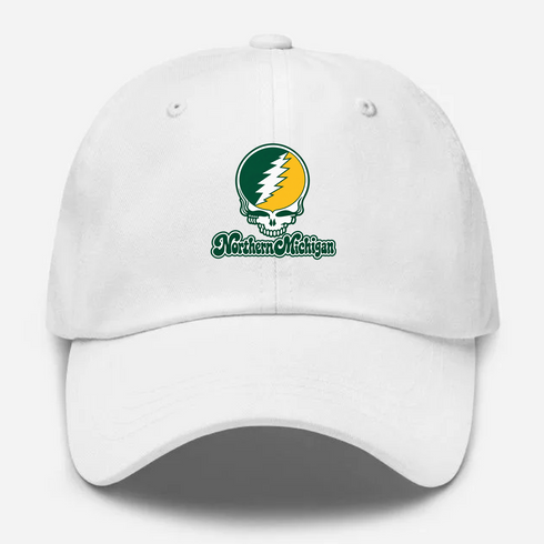 Northern Michigan Stealie Premium Unisex Dad Hat — Design: Northern Michigan University — White