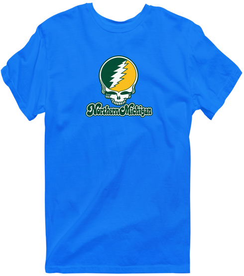Northern Michigan Stealie Premium Unisex T-Shirt — Design: Northern Michigan University — Royal