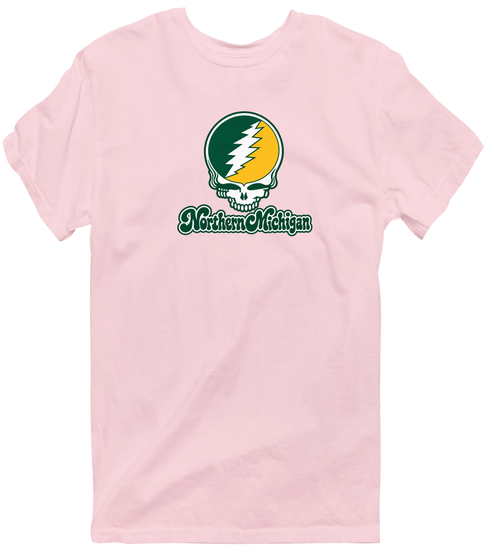 Northern Michigan Stealie Premium Unisex T-Shirt — Design: Northern Michigan University — Light Pink