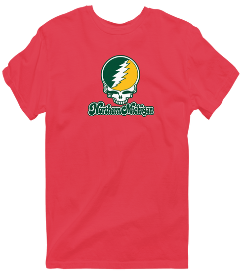 Northern Michigan Stealie Premium Unisex T-Shirt — Design: Northern Michigan University — Heather Red