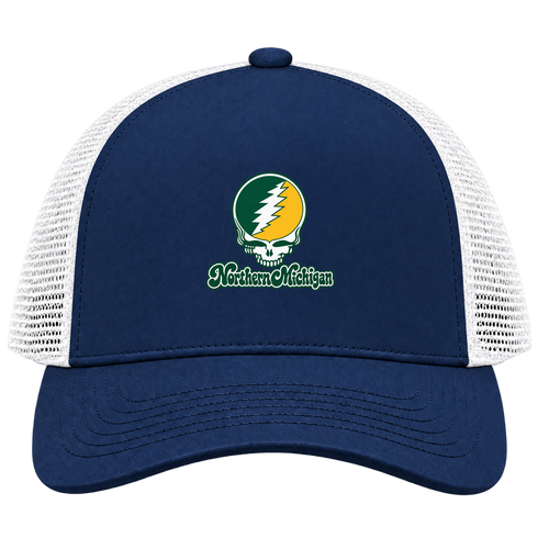 Northern Michigan Stealie Premium Unisex Trucker Cap — Design: Northern Michigan University — Navy/White