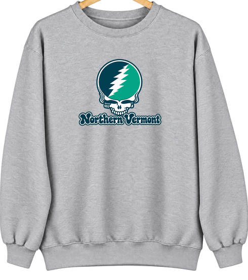 Northern Vermont Stealie Premium Unisex Crewneck — Design: Northern Vermont University — Sport Grey