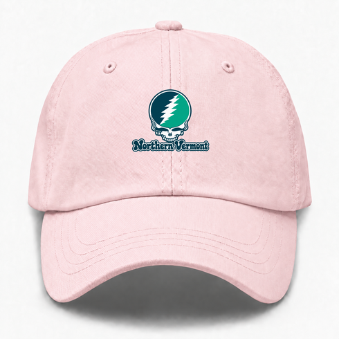 Northern Vermont Stealie Premium Unisex Dad Hat — Design: Northern Vermont University — Pink