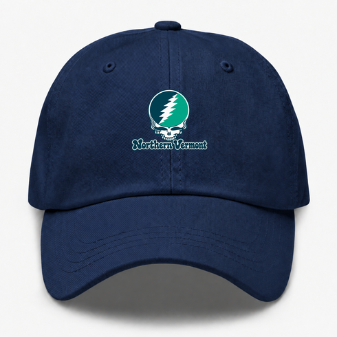 Northern Vermont Stealie Premium Unisex Dad Hat — Design: Northern Vermont University — Navy