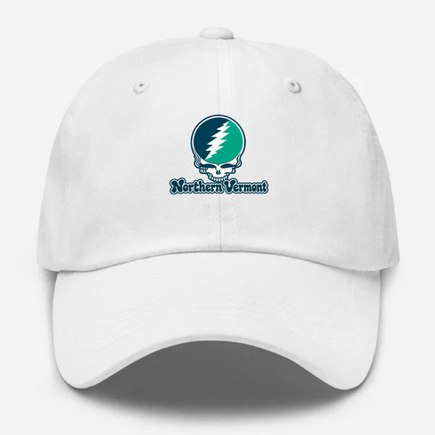 Northern Vermont Stealie Premium Unisex Dad Hat — Design: Northern Vermont University — White