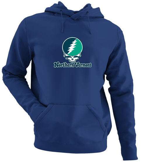 Northern Vermont Stealie Premium Unisex Hoodie — Design: Northern Vermont University — Navy