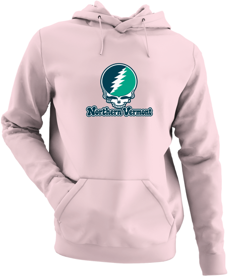 Northern Vermont Stealie Premium Unisex Hoodie — Design: Northern Vermont University — Light Pink
