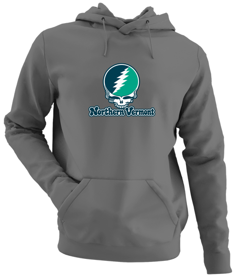 Northern Vermont Stealie Premium Unisex Hoodie — Design: Northern Vermont University — Charcoal