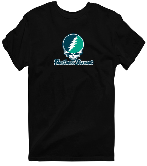 Northern Vermont Stealie Premium Unisex T-Shirt — Design: Northern Vermont University — Black