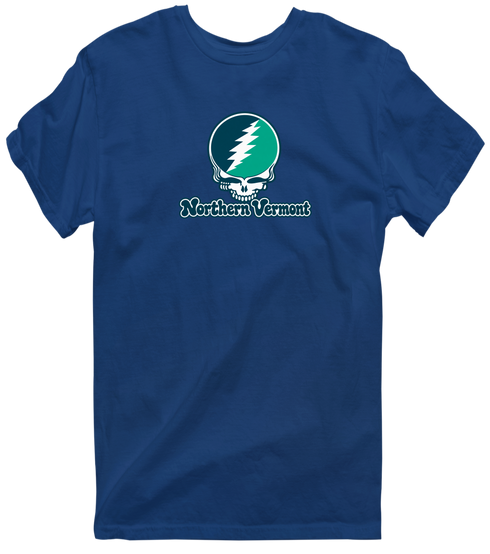 Northern Vermont Stealie Premium Unisex T-Shirt — Design: Northern Vermont University — Navy