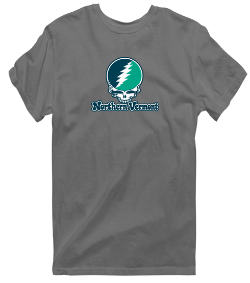 Northern Vermont Stealie Premium Unisex T-Shirt — Design: Northern Vermont University — Charcoal