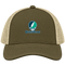 Northern Vermont Stealie Premium Unisex Trucker Cap — Design: Northern Vermont University — Moss/Khaki