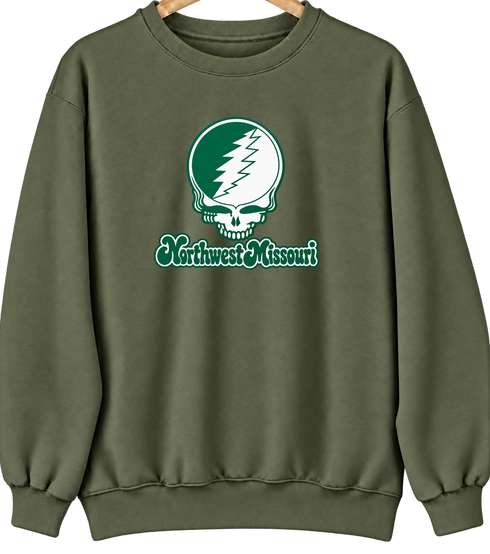 Northwest Missouri Stealie Premium Unisex Crewneck — Design: Northwest Missouri State University — Military Green