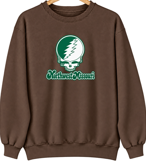 Northwest Missouri Stealie Premium Unisex Crewneck — Design: Northwest Missouri State University — Brown