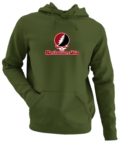 Northwestern Ohio Stealie Premium Unisex Hoodie — Design: Northwestern Ohio University of — Military Green