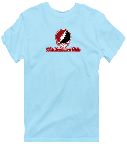 Northwestern Ohio Stealie Premium Unisex T-Shirt — Design: Northwestern Ohio University of — Light Blue
