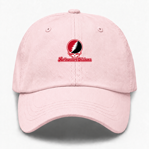 Northwestern Oklahoma Stealie Premium Unisex Dad Hat — Design: Northwestern Oklahoma State University — Pink