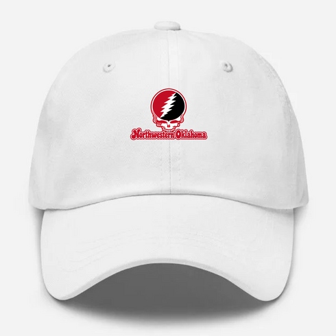 Northwestern Oklahoma Stealie Premium Unisex Dad Hat — Design: Northwestern Oklahoma State University — White
