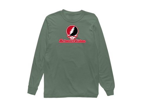 Northwestern Oklahoma Stealie Premium Unisex Long-Sleeve — Design: Northwestern Oklahoma State University — Light Green