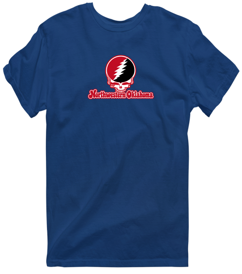 Northwestern Oklahoma Stealie Premium Unisex T-Shirt — Design: Northwestern Oklahoma State University — Navy