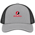 Northwestern Oklahoma Stealie Premium Unisex Trucker Cap — Design: Northwestern Oklahoma State University — Heather Grey/Black